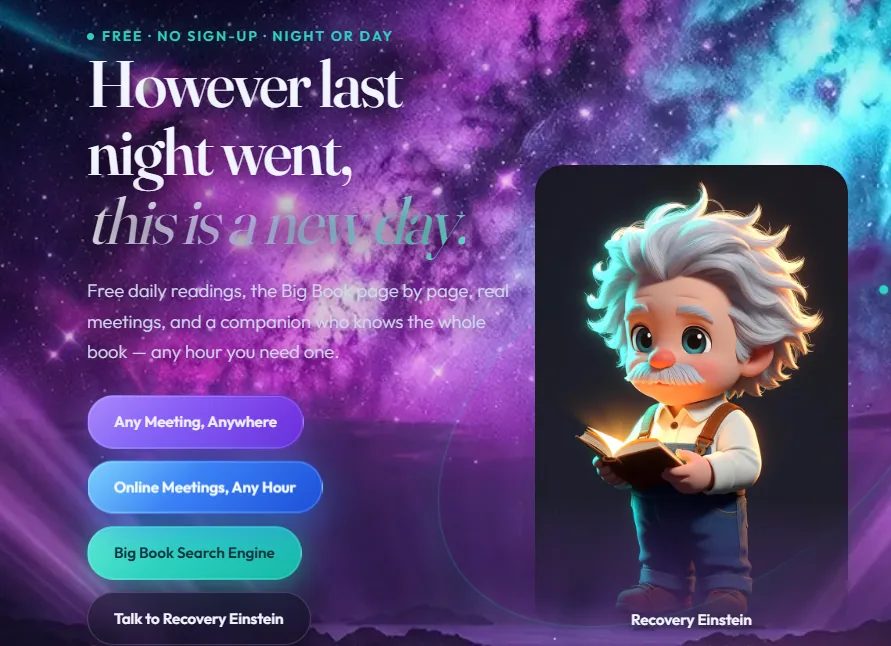 Recovery Einstein's home page: However last night went, this is a new day